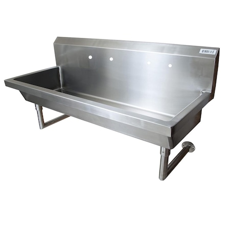 Bk Resources 60" Wall Mount Two Station Handwash Sink, 8" O.C. Splash Mount MSHS-60W2